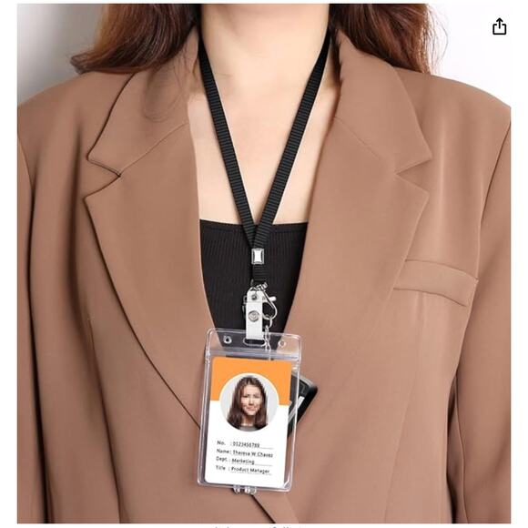 60 Pack Neck Lanyard with ID Badge Holder, Metal Swivel Hook for Name Tag- Black - Picture 2 of 6